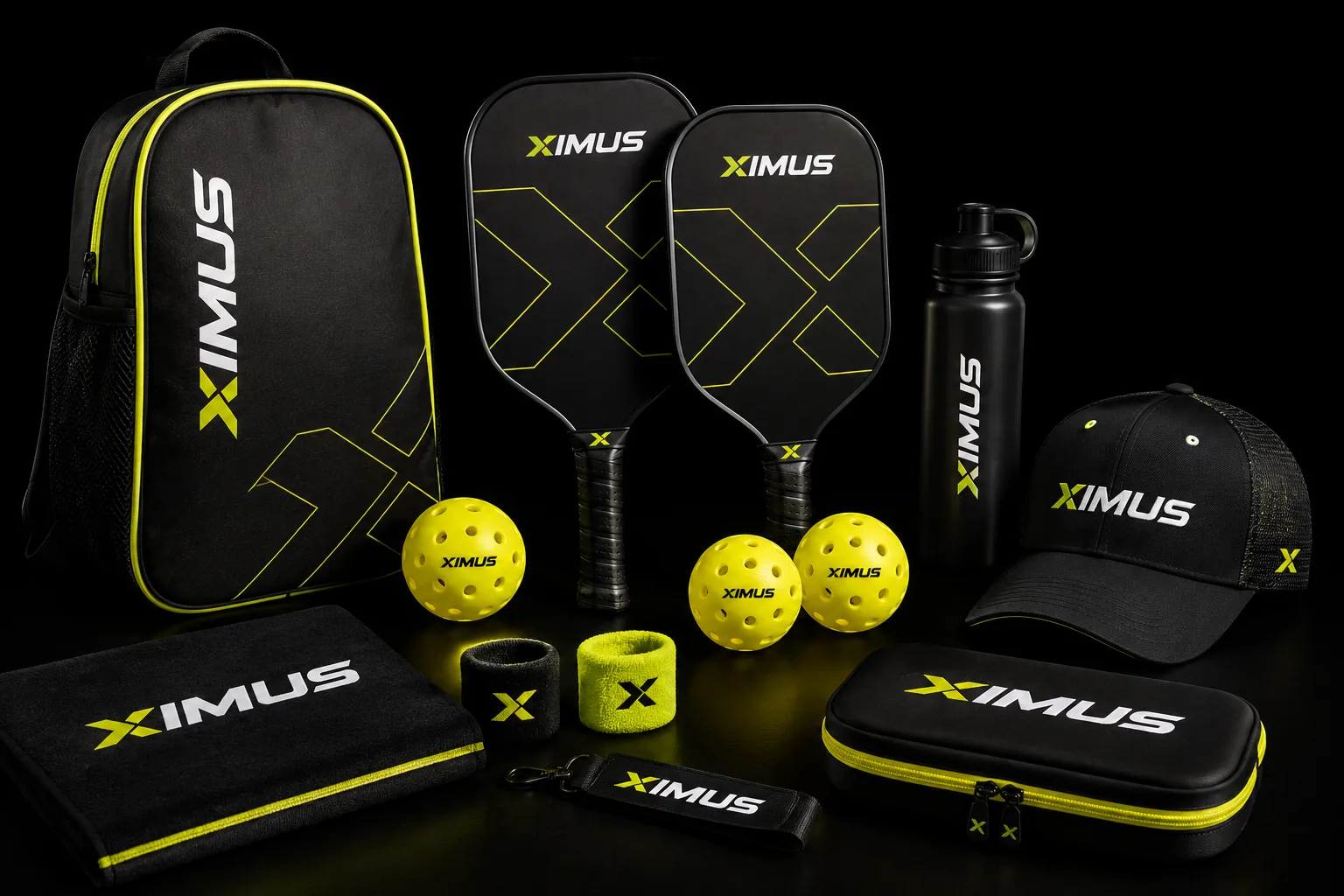 XIMUS pickleball paddles, balls, bag, and accessories