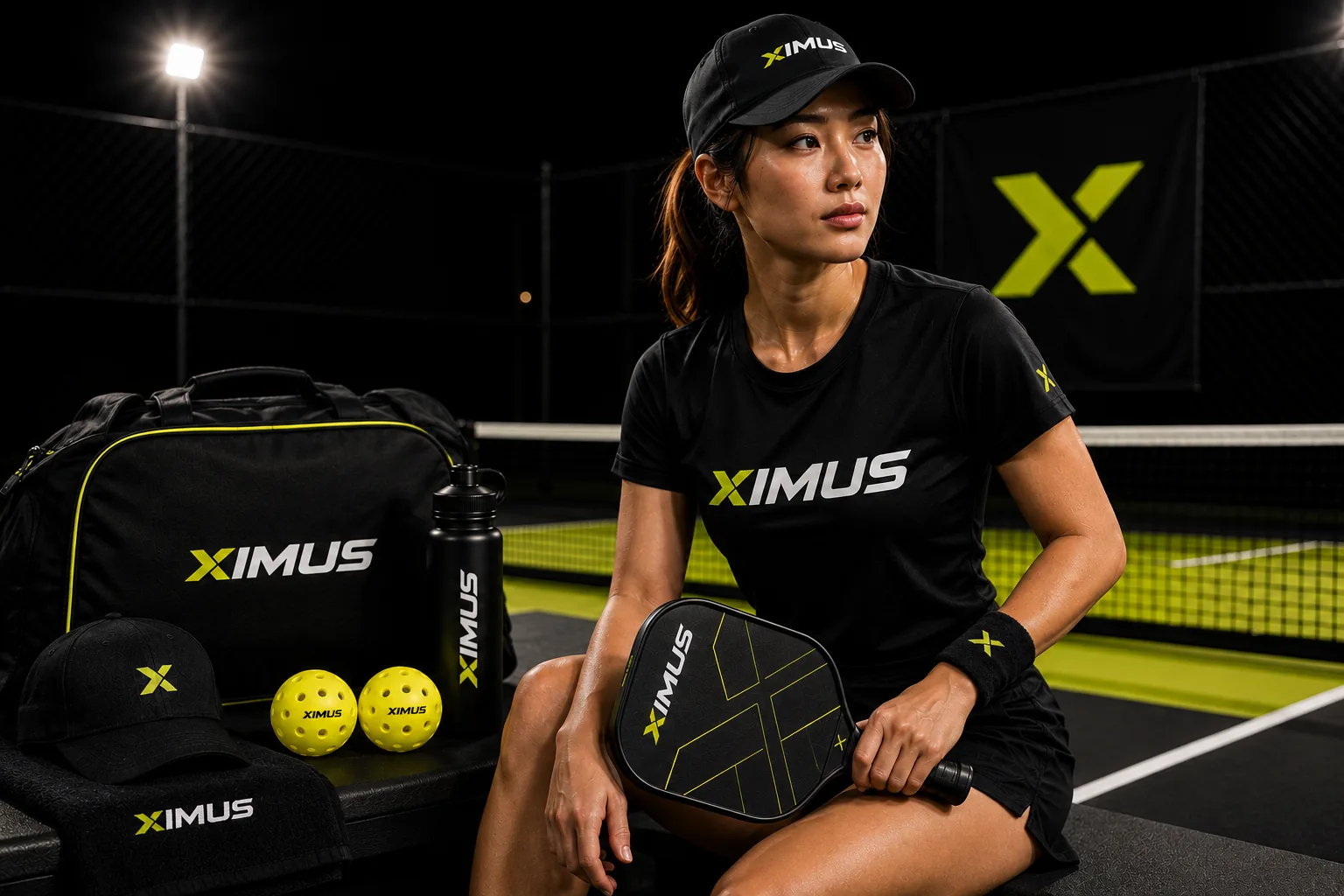 XIMUS athlete with branded paddle and performance gear